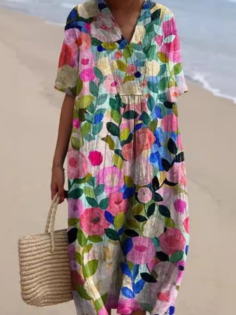 Women's Floral Beach Maxi Dress - Floral