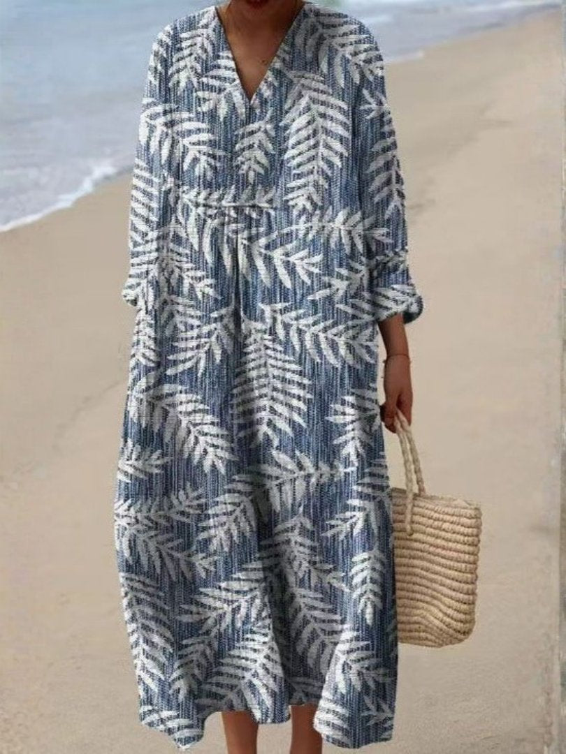Women's Floral Beach Maxi Dress - Sky blue