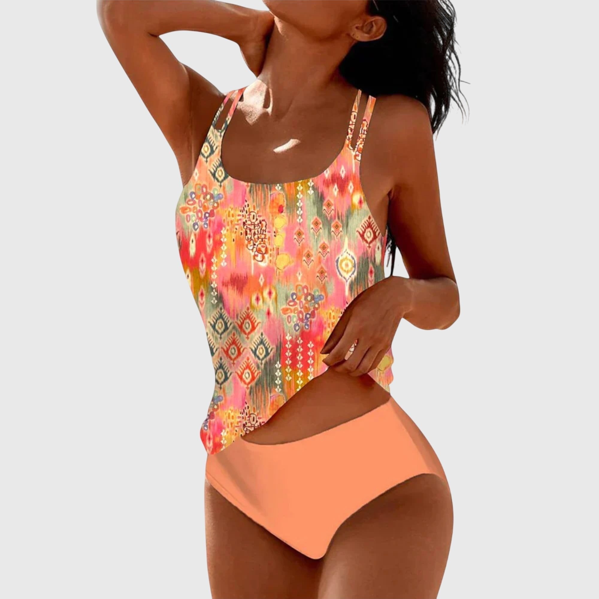 Women's Floral Tankini Swimsuit - Orange