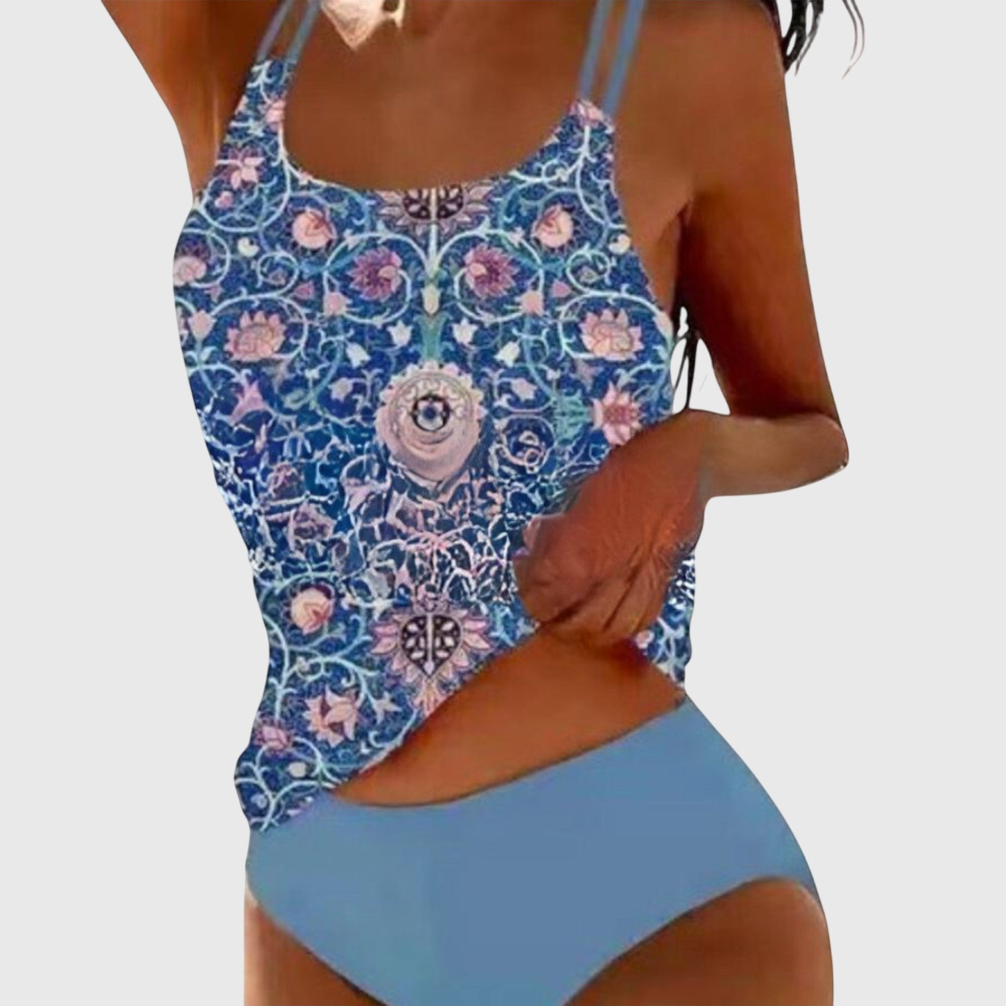 Women's Floral Tankini Swimsuit - Dark Blue