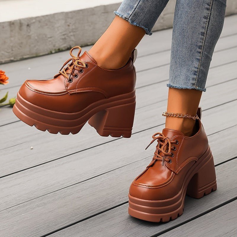 Women's Faux Leather Platform Oxfords