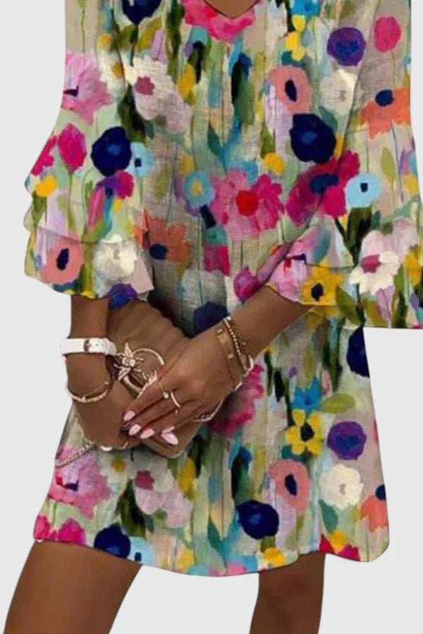 Women's Floral V-Neck Mini Dress