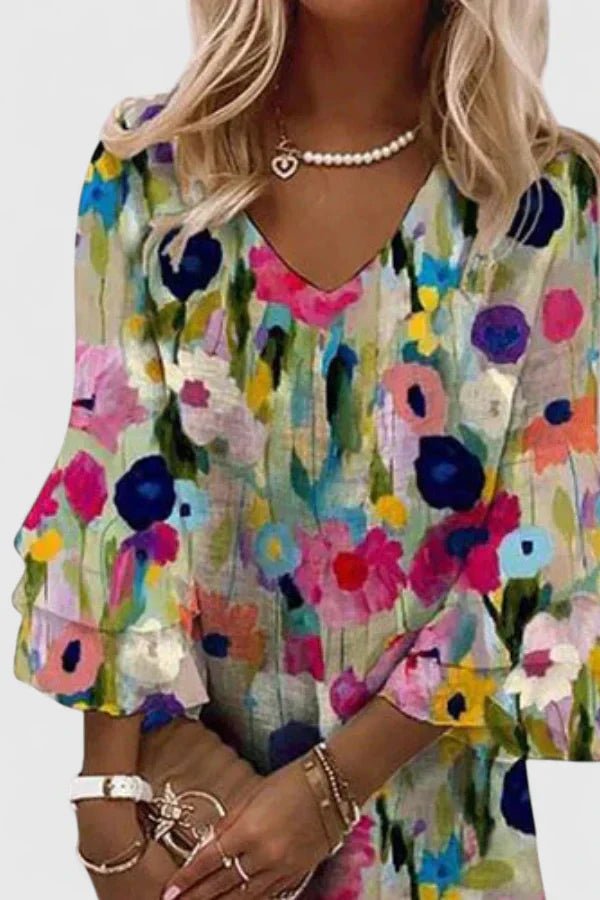 Women's Floral V-Neck Mini Dress