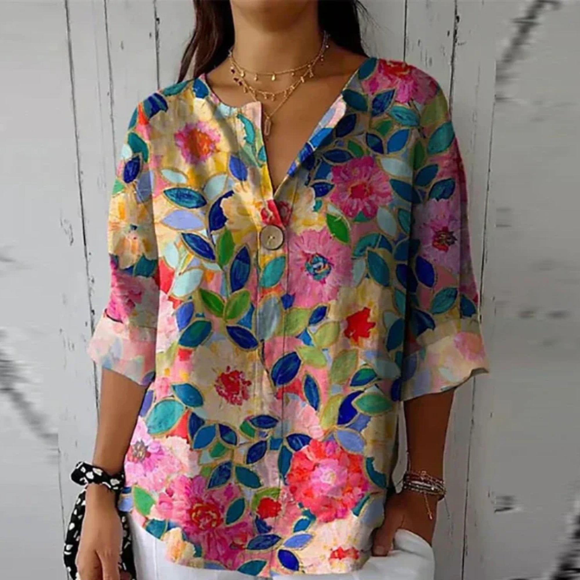 Women's Floral V-Neck Tunic