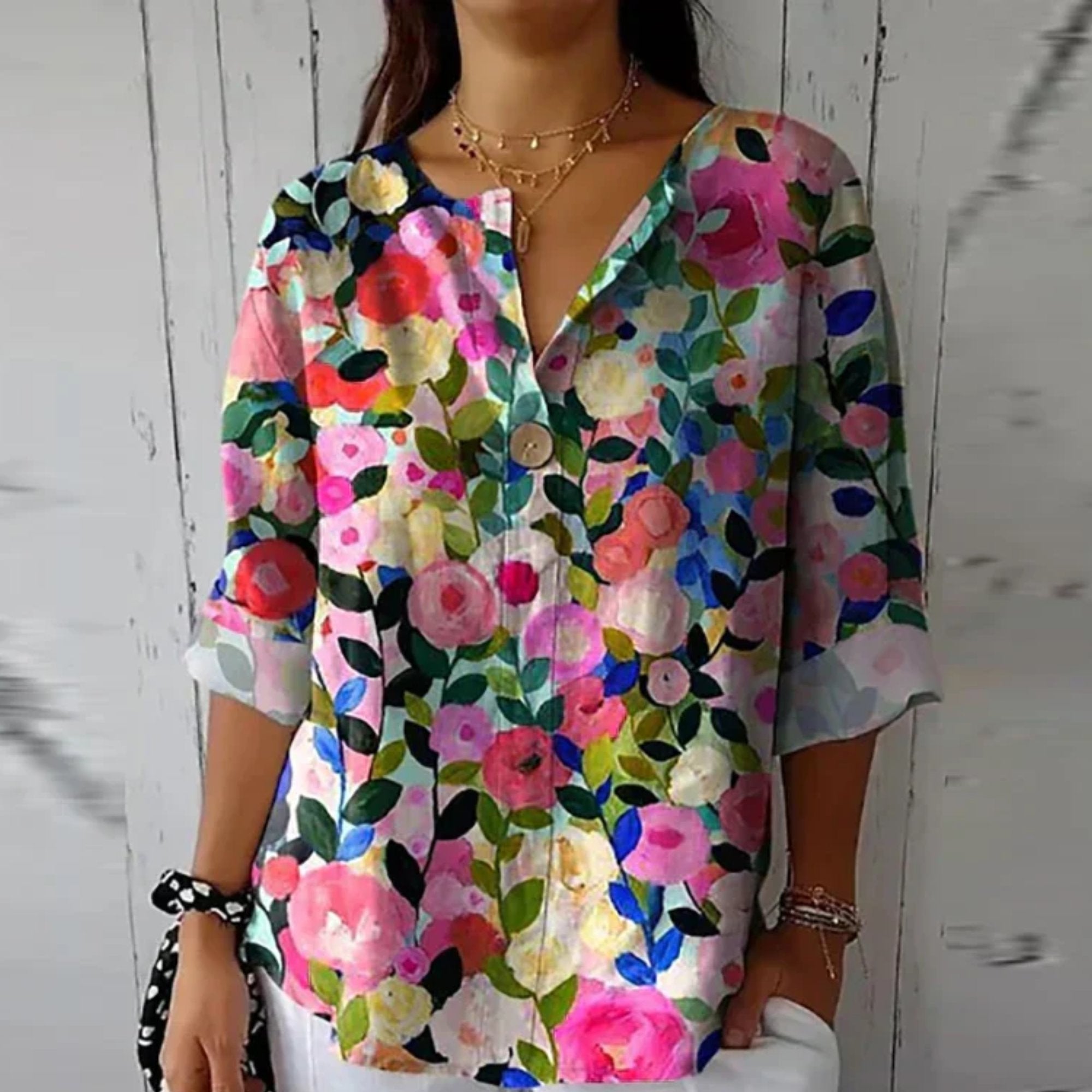 Women's Floral V-Neck Tunic