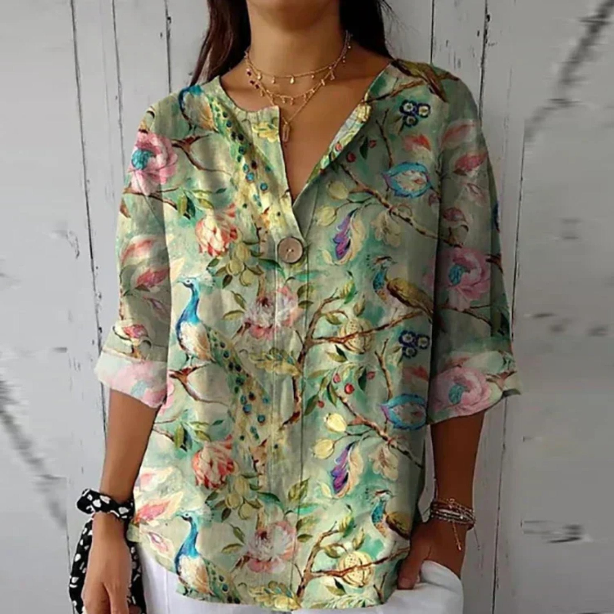 Women's Floral V-Neck Tunic
