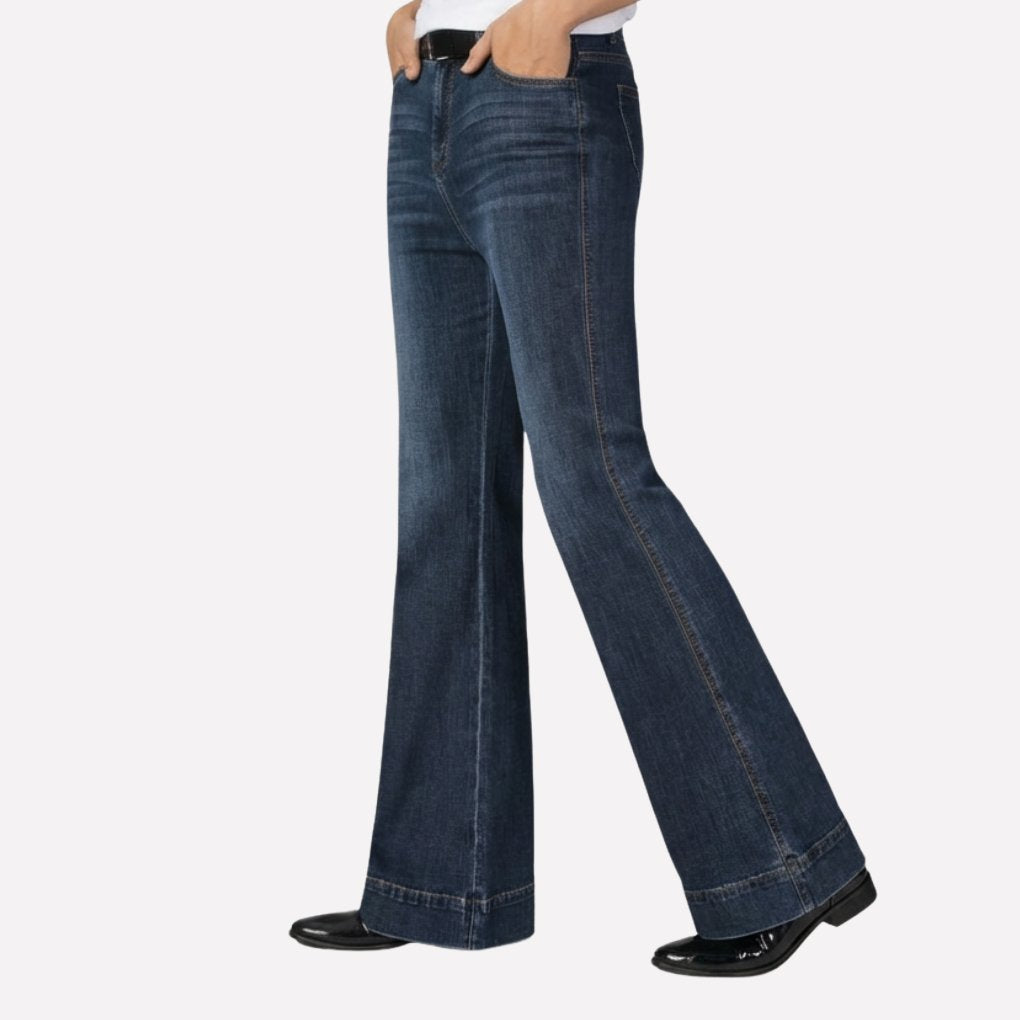 Women's High-Waisted Wide-Leg Jeans - Dark Blue