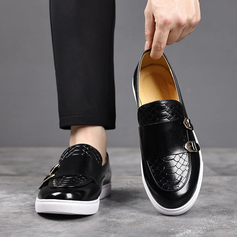 Men's Faux Leather Monk Strap Loafers