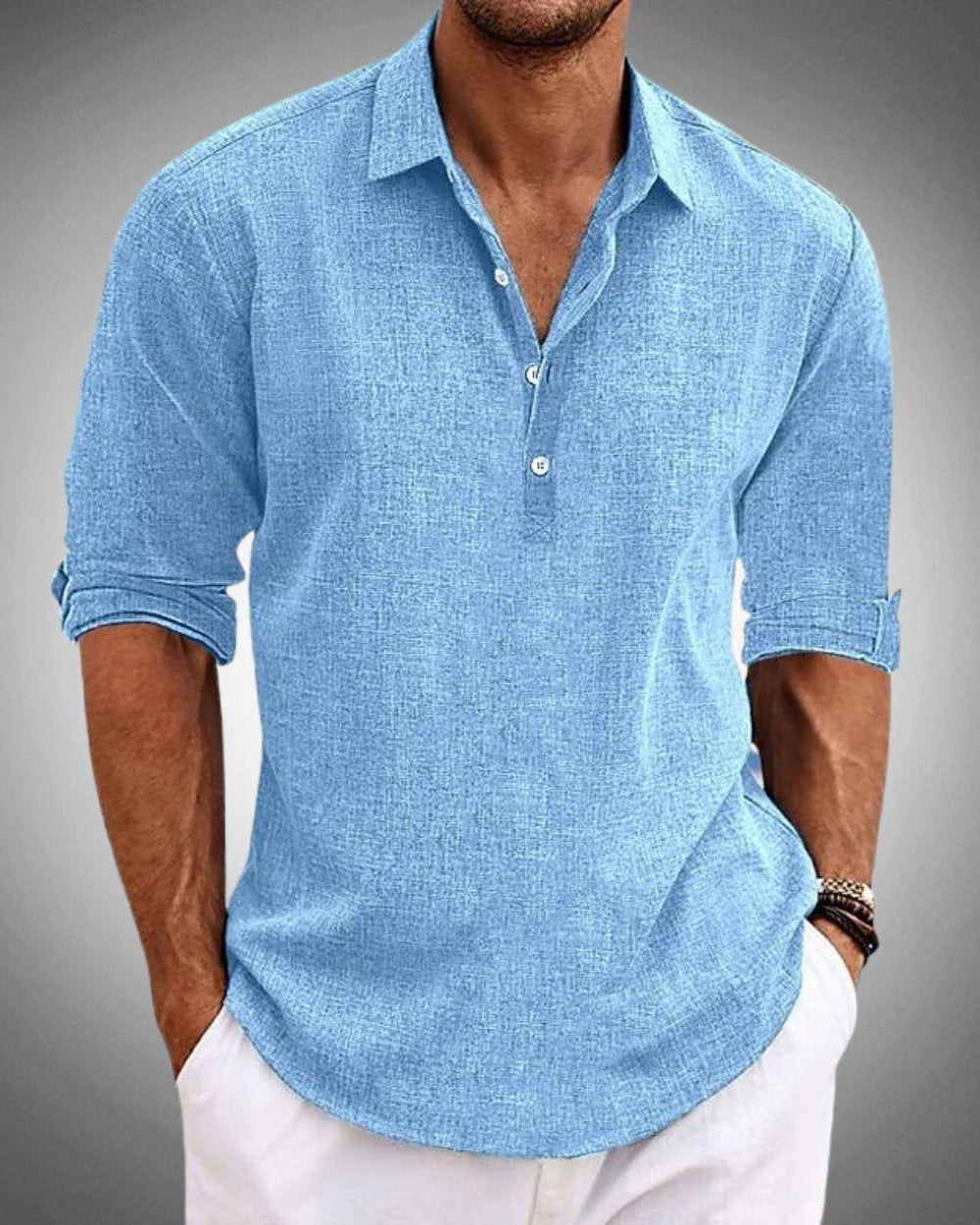 Men's Henley Shirt - Blue