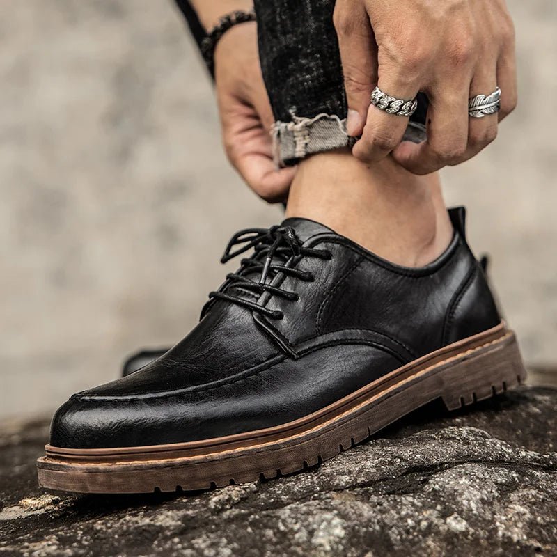 Men's Leather Derby Shoes - Black