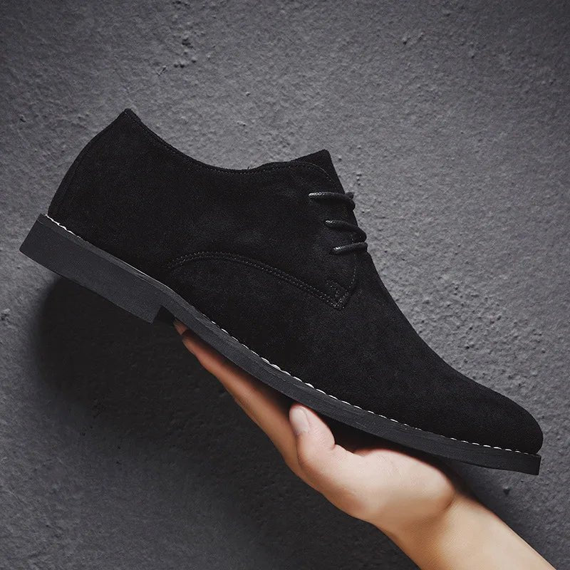 Men's Suede Derby Shoes - Black