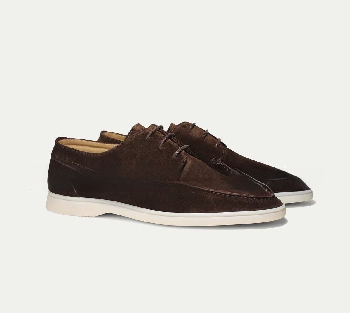 Men's Suede Derby Shoes - Dark Brown