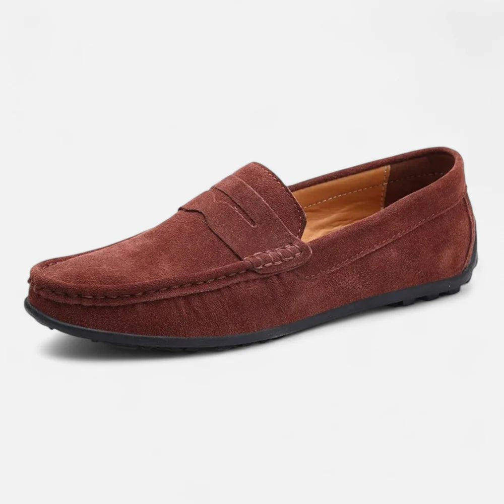 Men's Suede Penny Loafers - Dark Brown