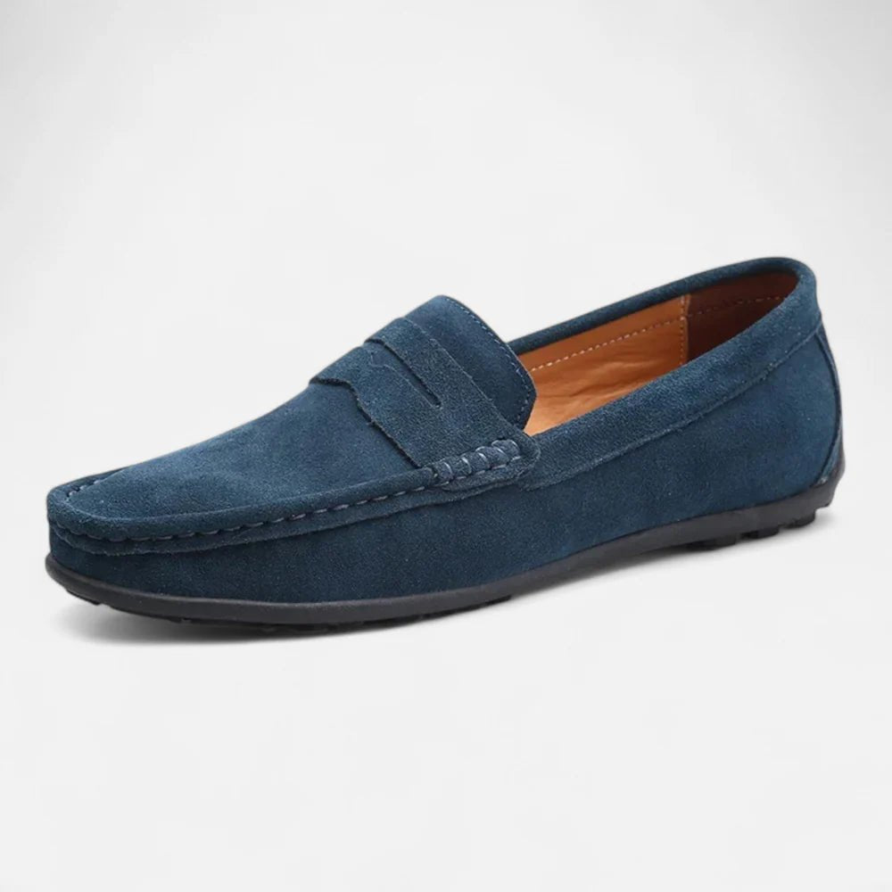 Men's Suede Penny Loafers - Green Navy Blue