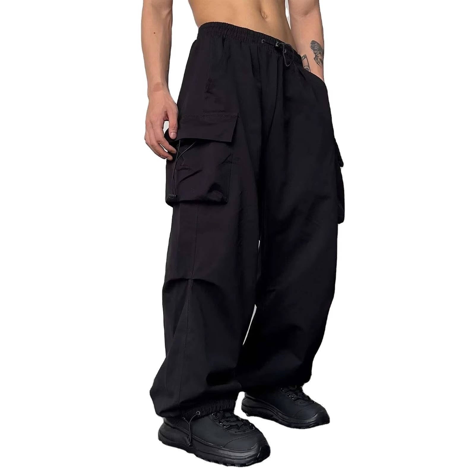 Men's Parachute Cargo Pants - Black