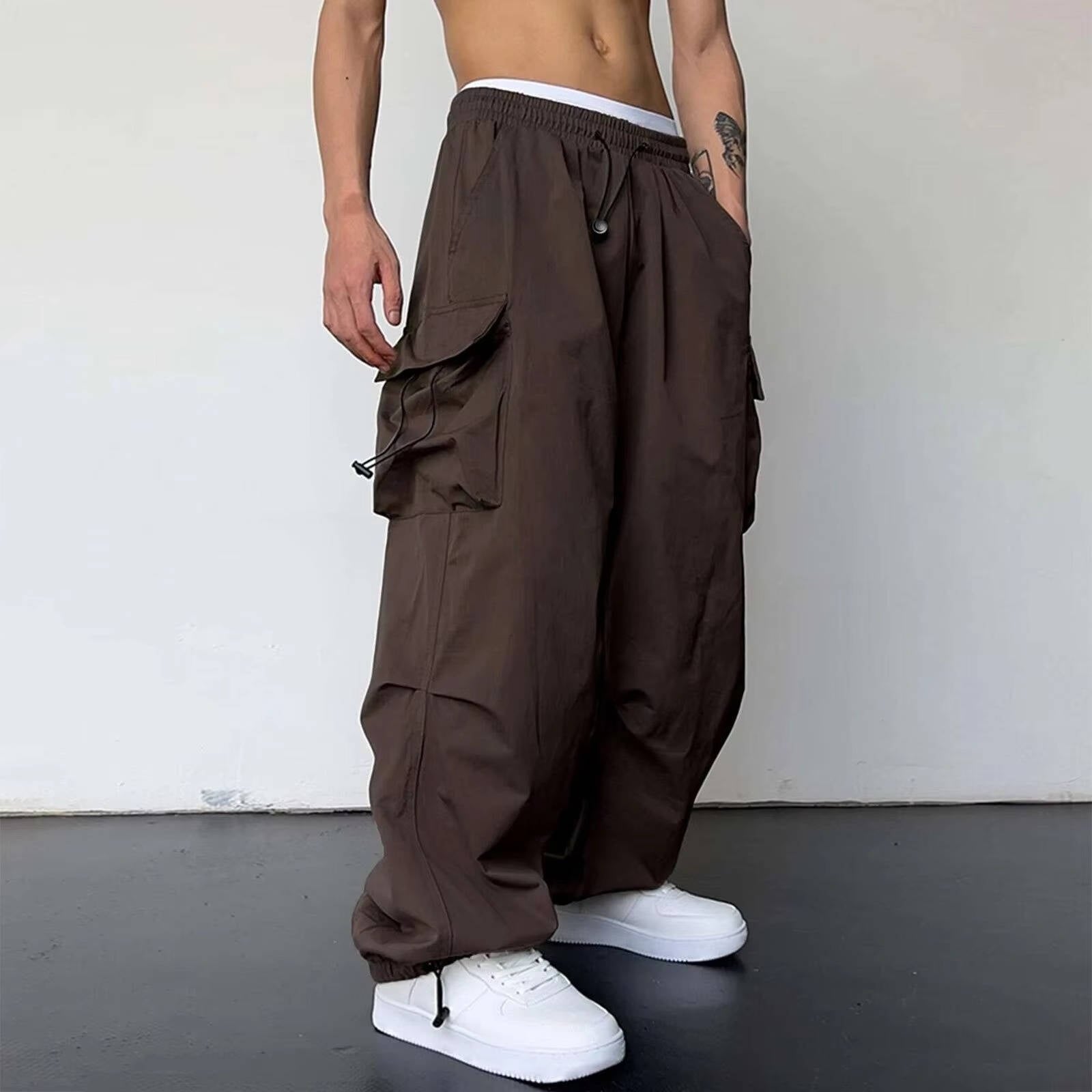 Men's Parachute Cargo Pants - Brown
