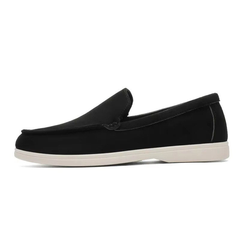 Men's Suede Slip-On Loafers - Black