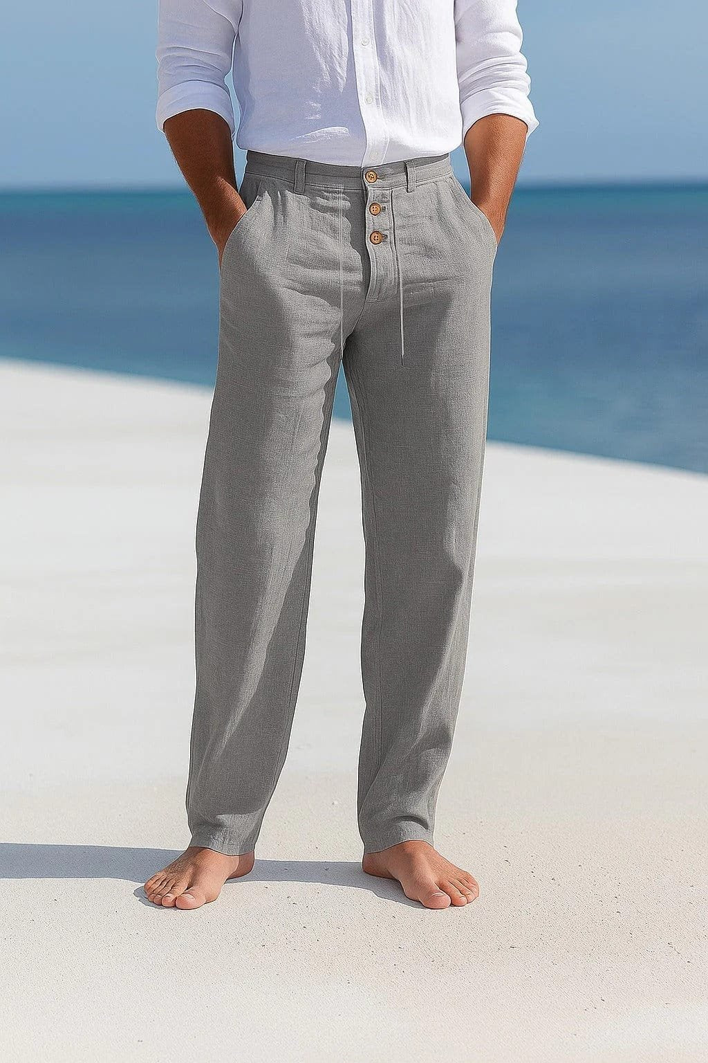 Men's Straight-Leg Trousers - Grey