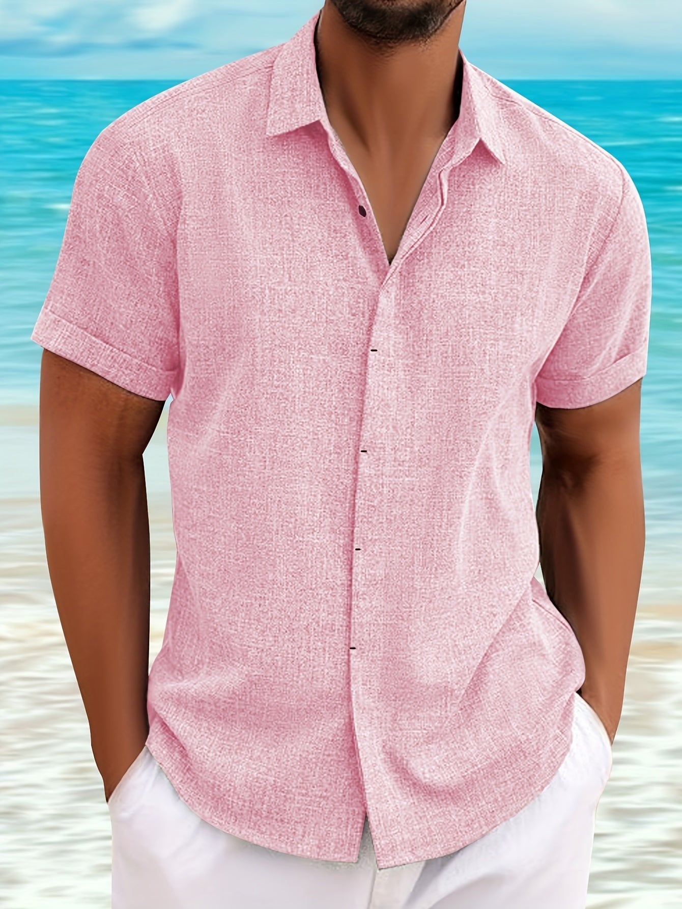 Men's Vacation Short Sleeve Shirt - Pink