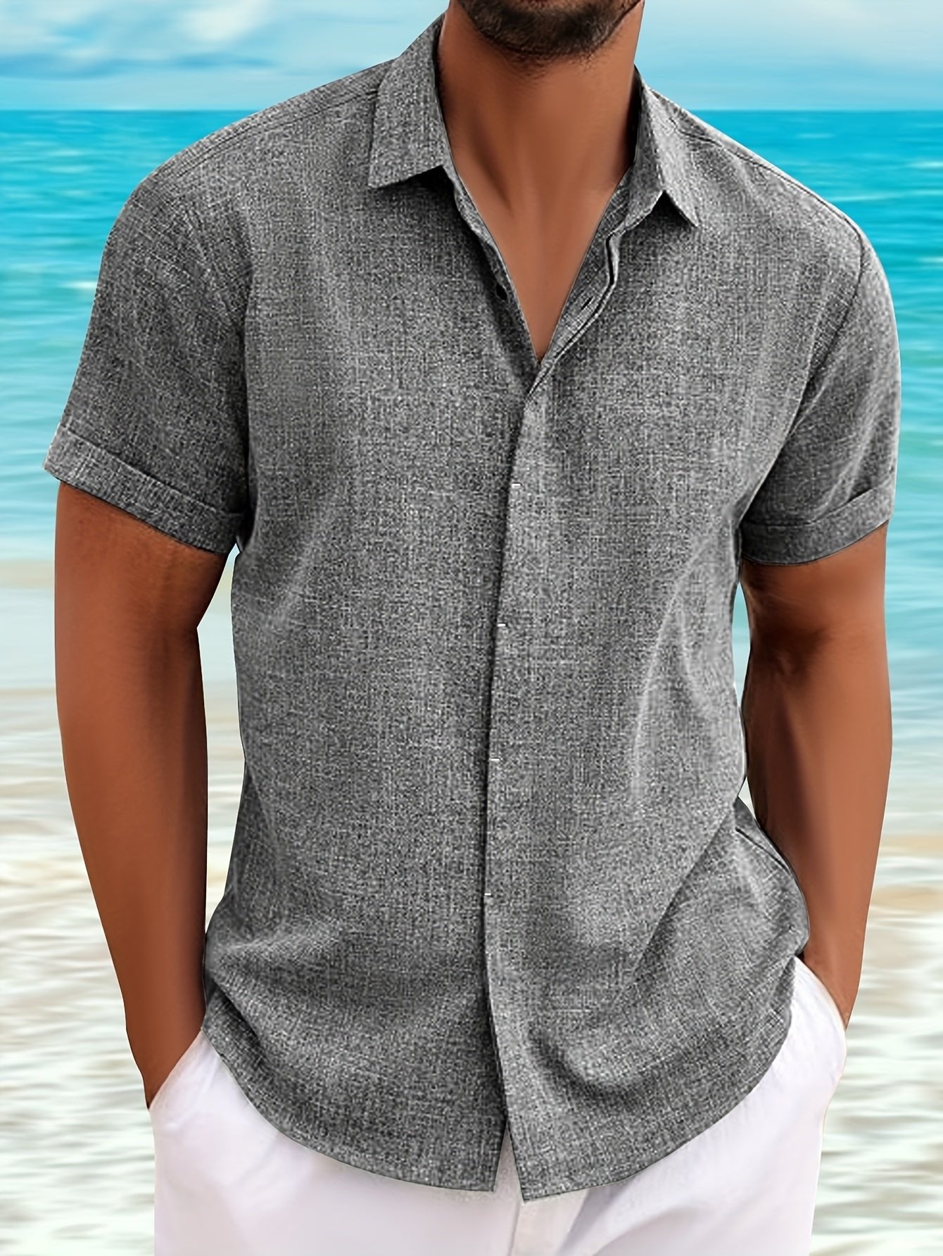 Men's Vacation Short Sleeve Shirt - Grey