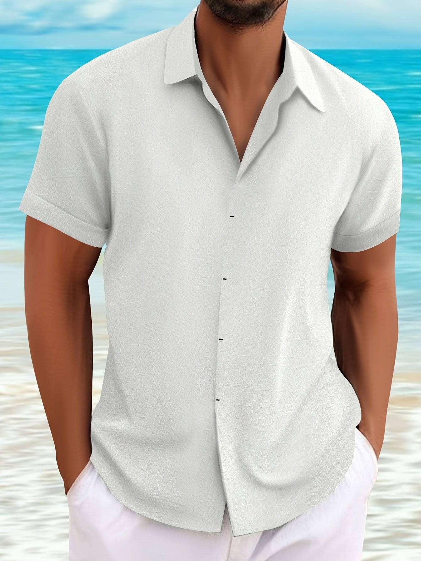 Men's Vacation Short Sleeve Shirt - White