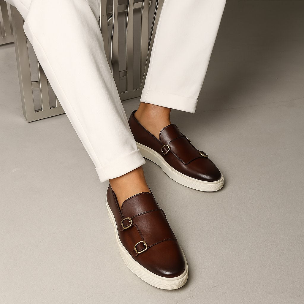 Men's Leather Monk Strap Loafers