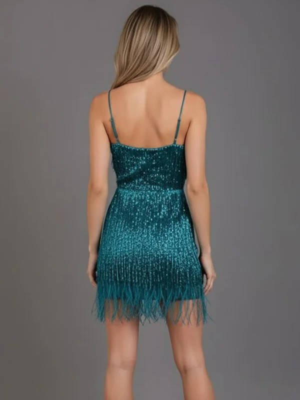 Women's Beaded Fringe Mini Dress