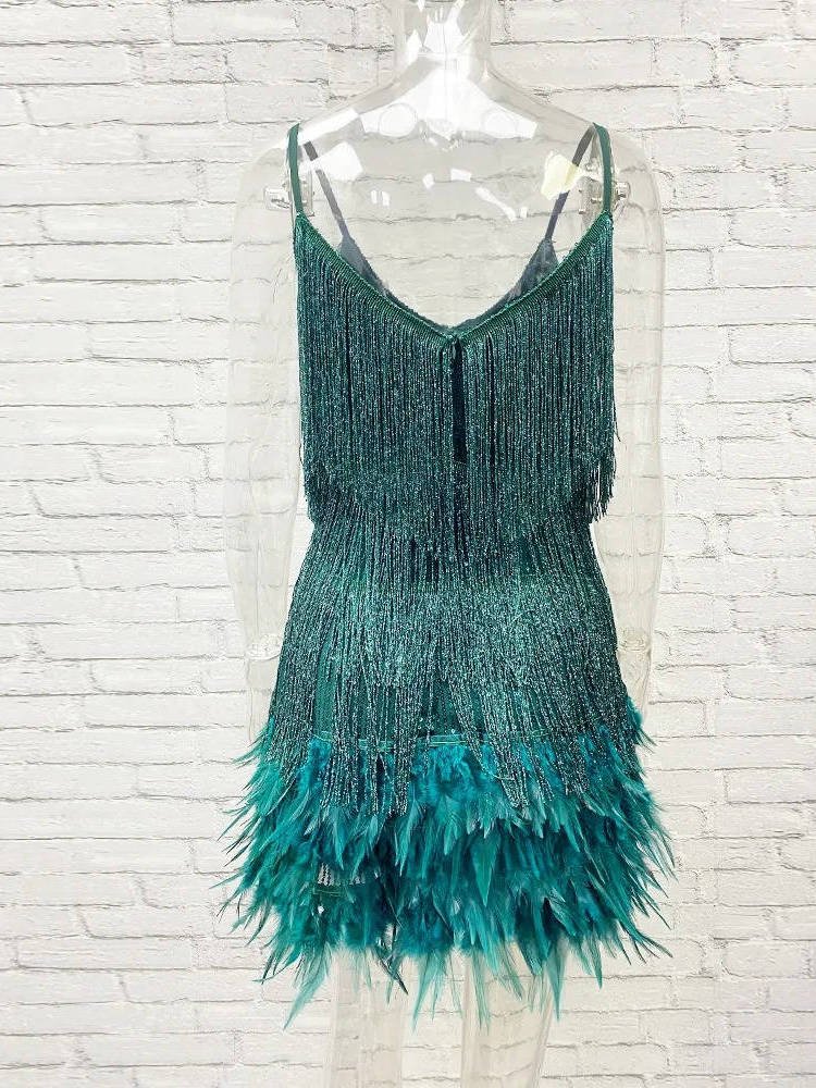 Women's Beaded Fringe Mini Dress