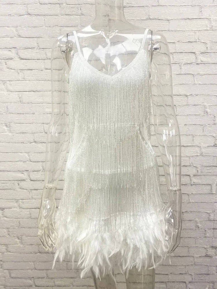 Women's Beaded Fringe Mini Dress