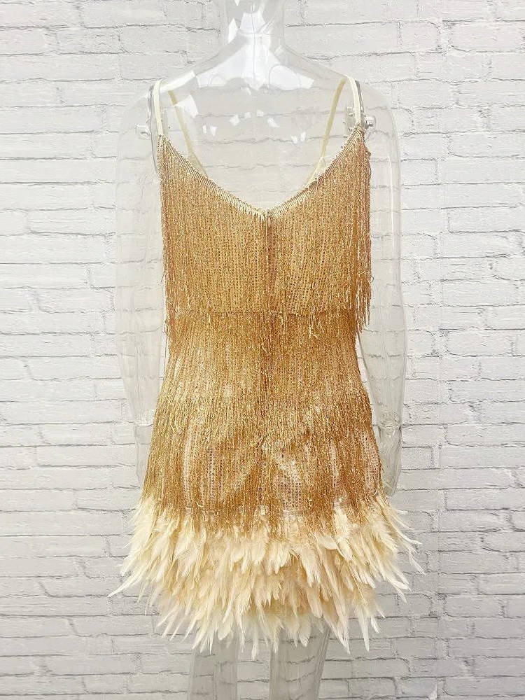 Women's Beaded Fringe Mini Dress