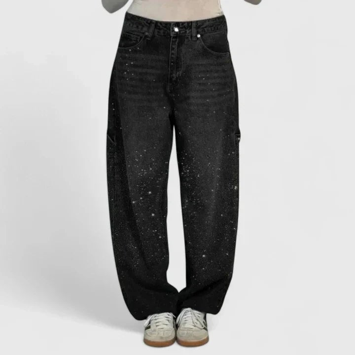 Women's High-Waisted Wide-Leg Jeans - Black