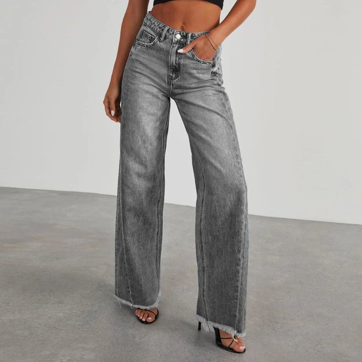 Women's High-Waisted Wide-Leg Jeans - Grey