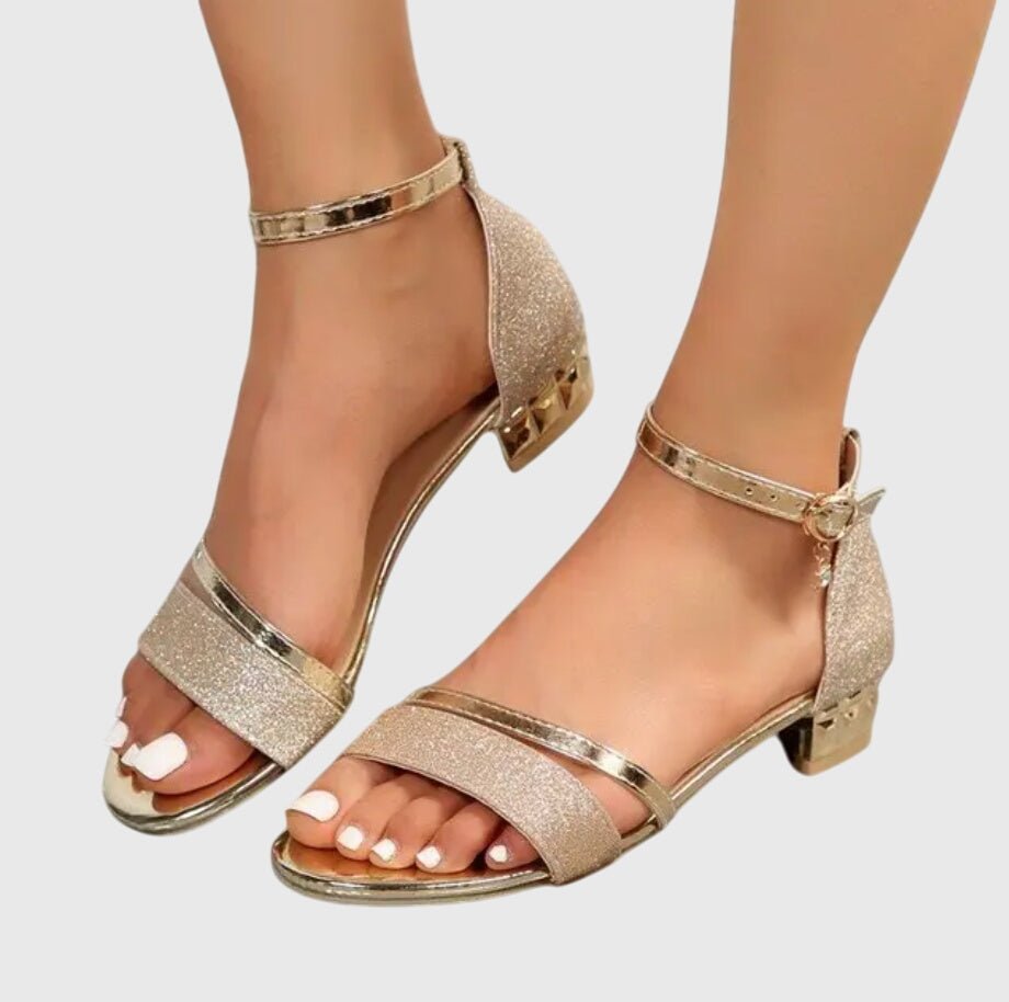 Women's Party Block Heel Sandals - Gold