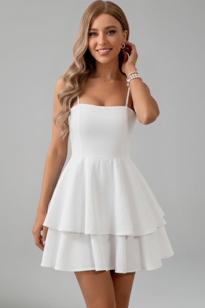 Women's Square Neck Mini Dress - White