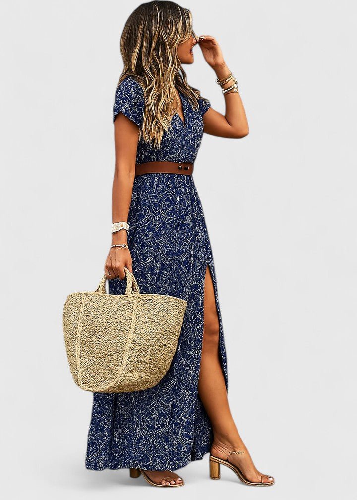 Women's Paisley Maxi Wrap Dress - Blue