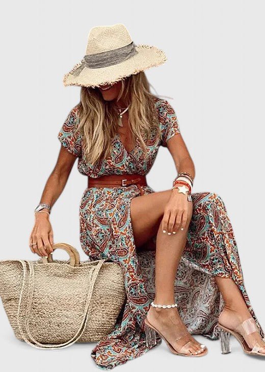 Women's Paisley Maxi Wrap Dress
