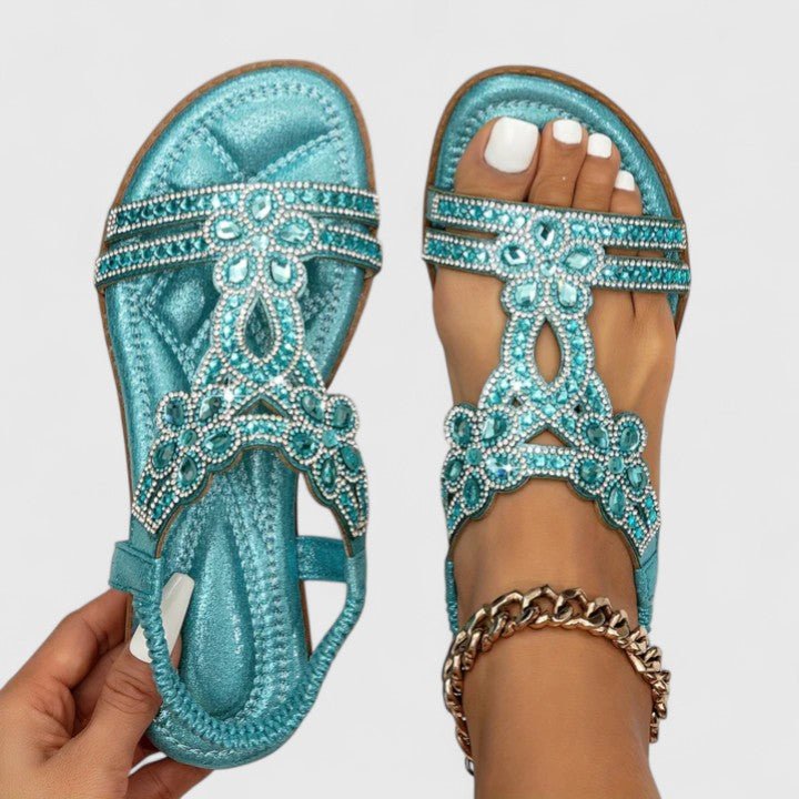 Women's Vacation Flat Sandals - Light Blue