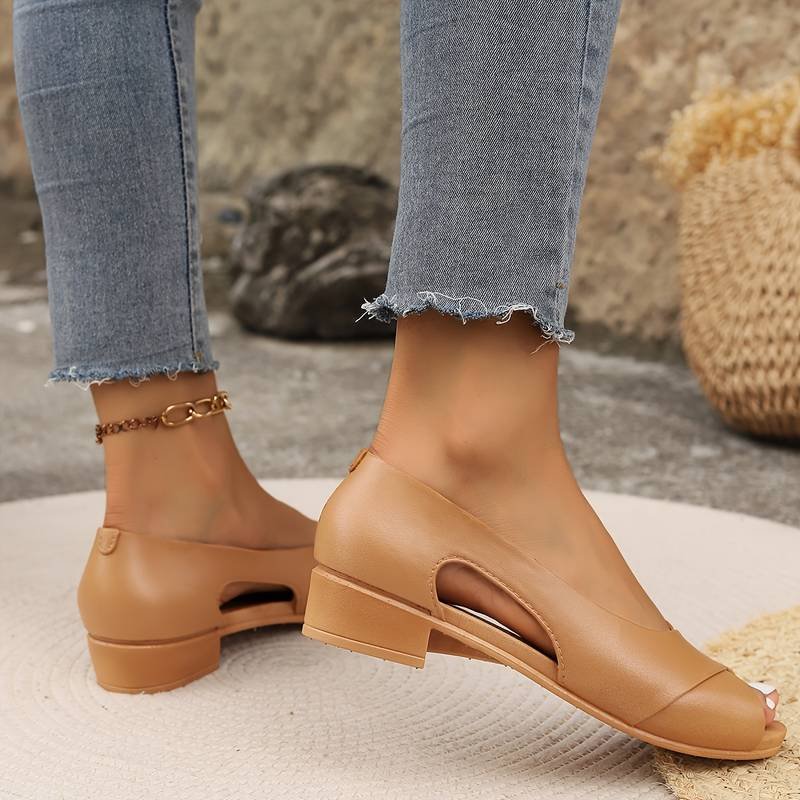 Women's Faux Leather Peep-Toe Sandals