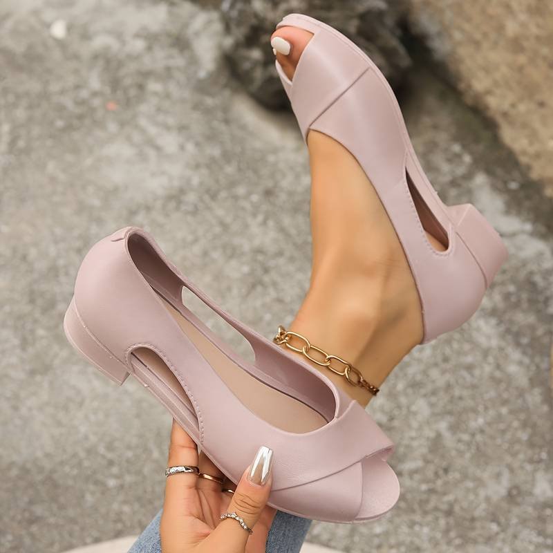 Women's Faux Leather Peep-Toe Sandals