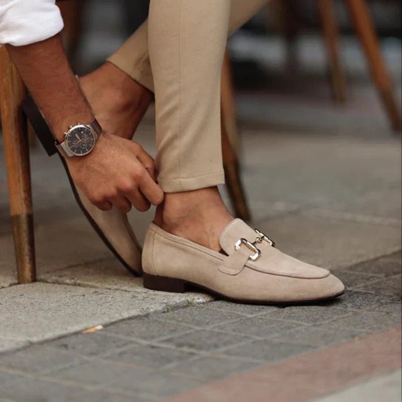 Men's Suede Horsebit Loafers - Beige
