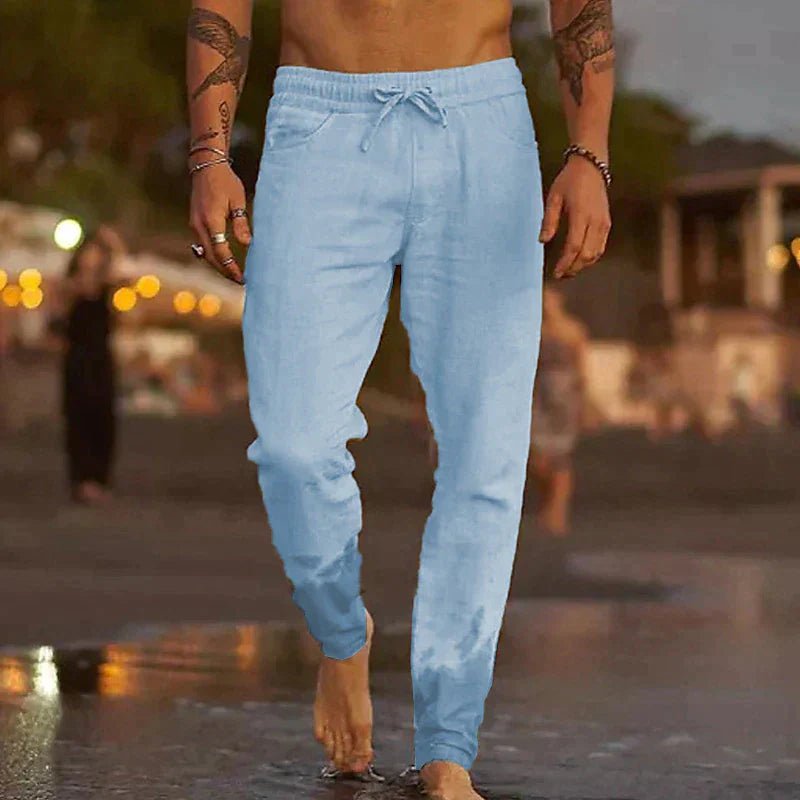Men's Beach Drawstring Pants - Light Blue