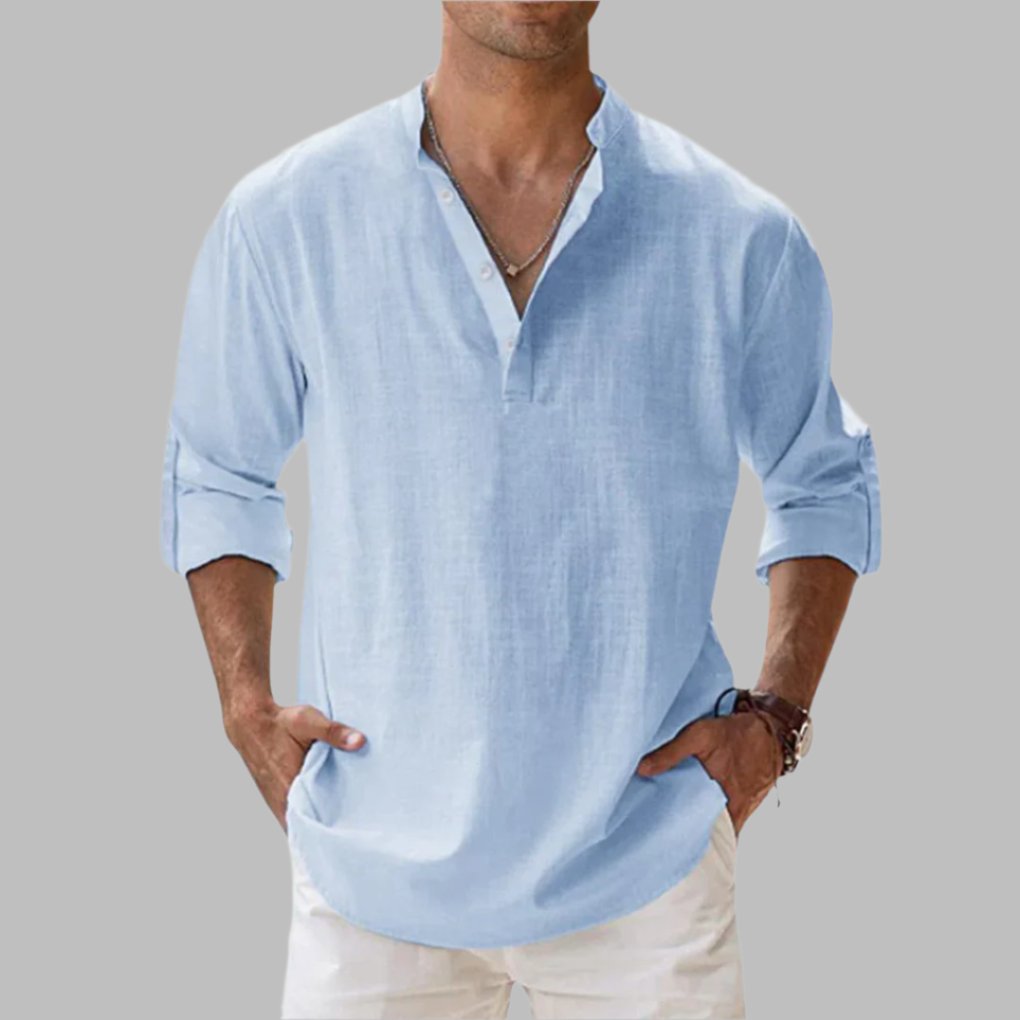 Men's Henley Shirt - Light Blue