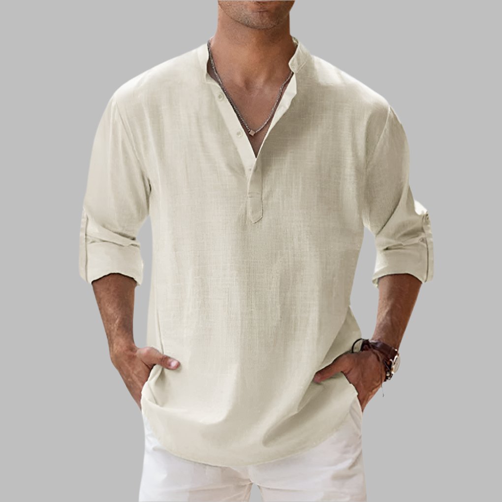 Men's Henley Shirt - Beige