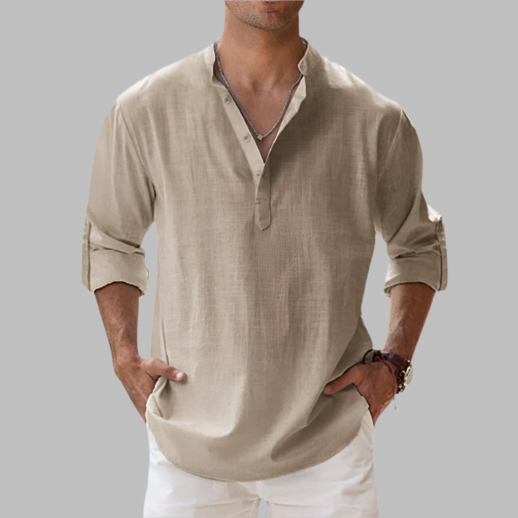 Men's Henley Shirt - Khaki