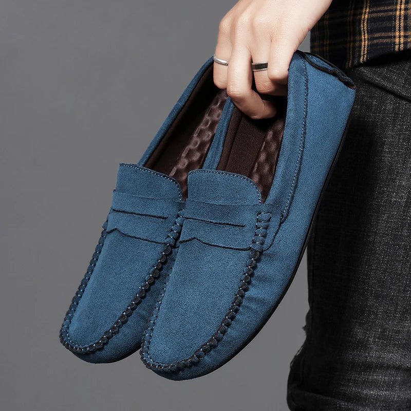 Men's Suede Penny Loafers - Navy