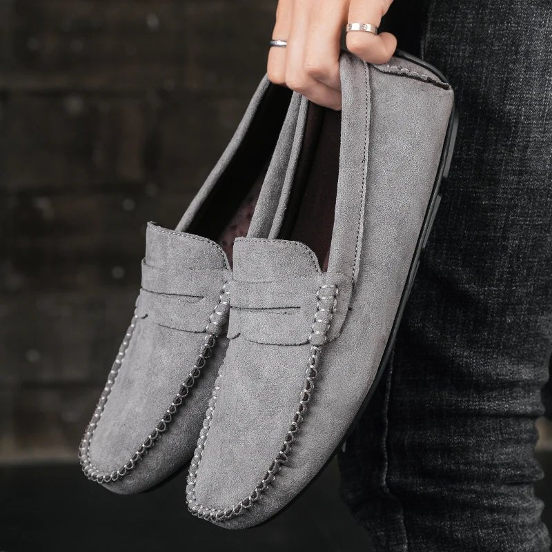 Men's Suede Penny Loafers - Grey