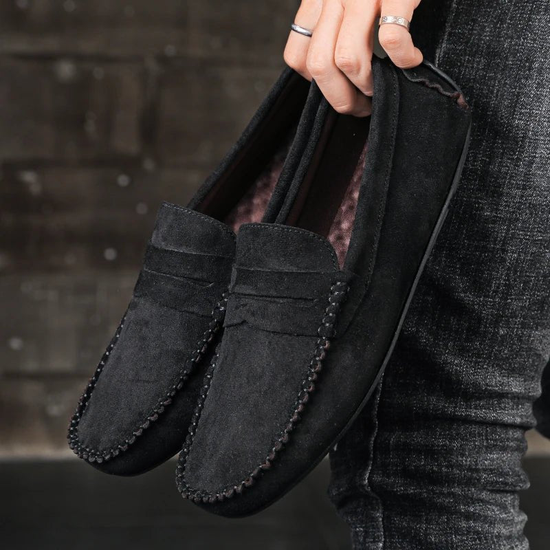 Men's Suede Penny Loafers - Black