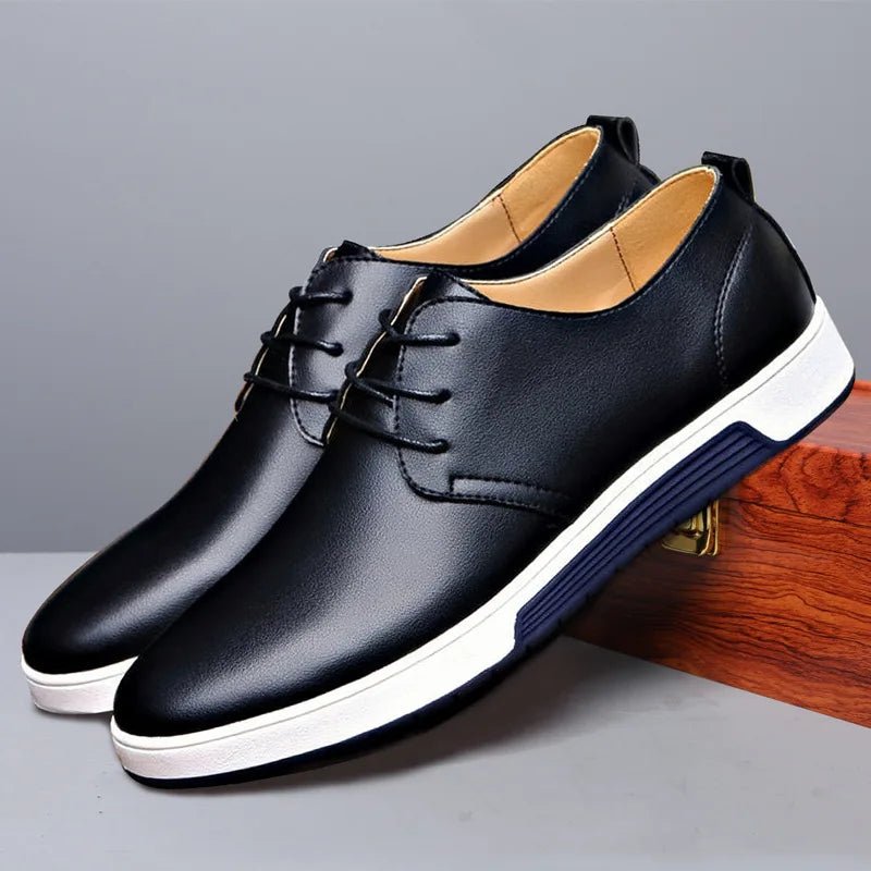 Men's Faux Leather Derby Sneakers - Black