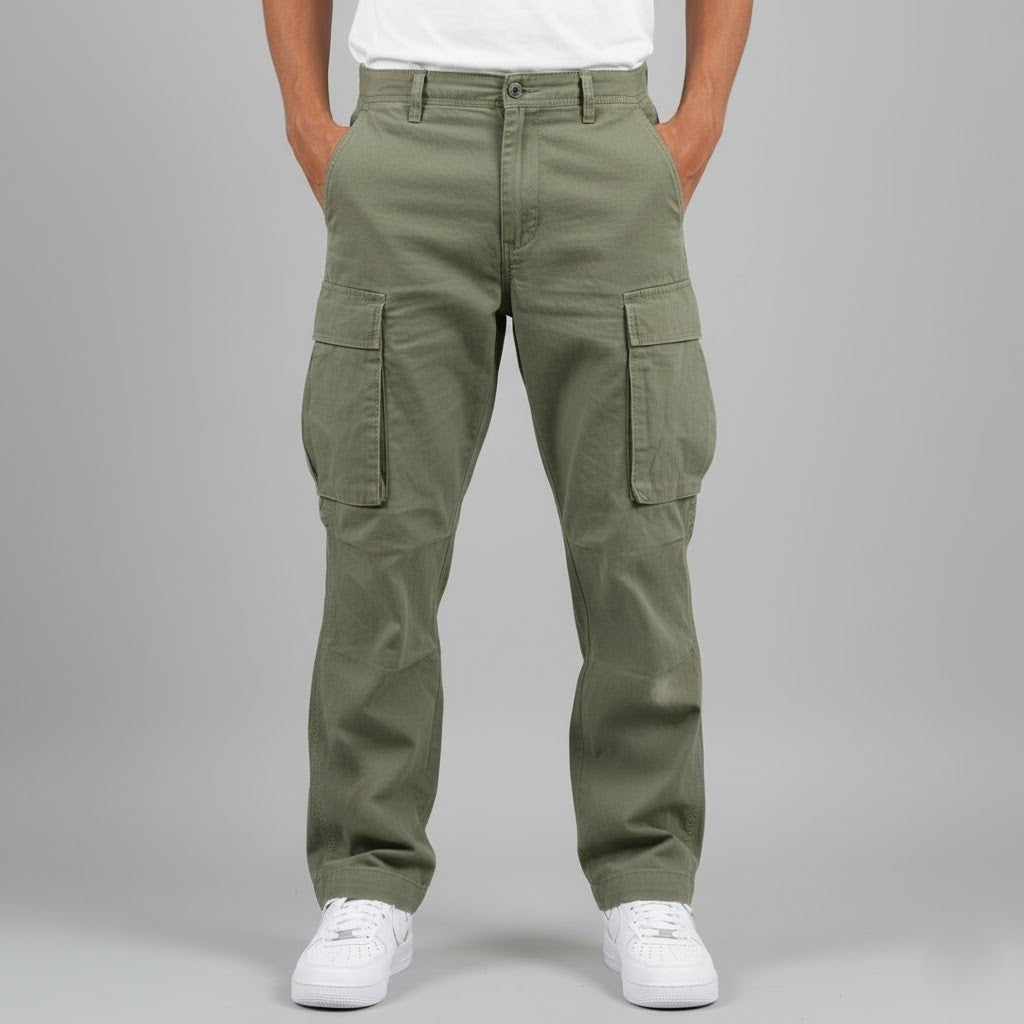 Men's Straight Fit Cargo Pants - Dark Green