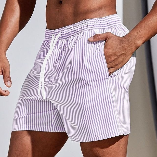 Men's Striped Swim Shorts - Pink